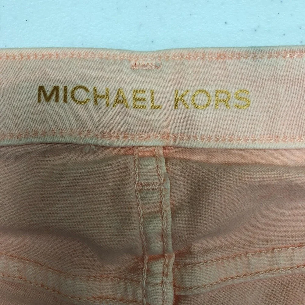 Michael Kors Pants Womens 10 Pink Izzy Cropped Skinny Jeans Stretch Casual Peach